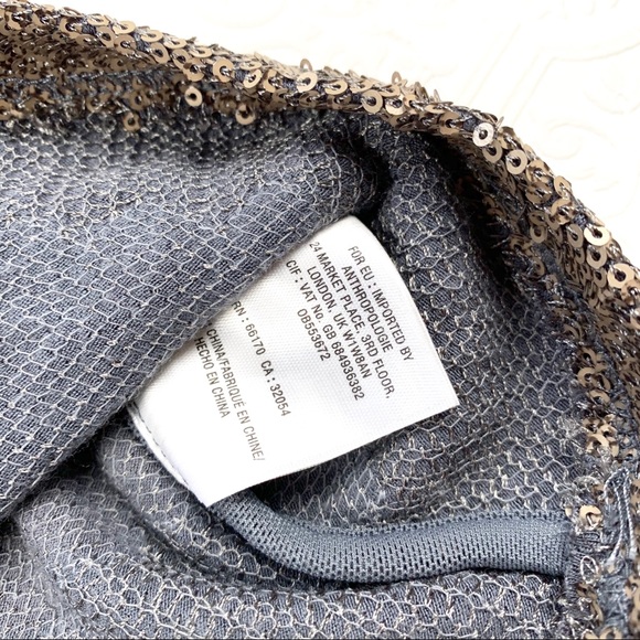 Anthropologie Doletta Bronze Sequined Top SZ S - Picture 7 of 7